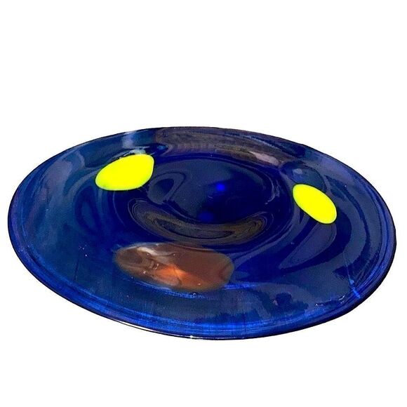 Italian Blown Glass Shallow Dish Bowl Catch All Mid Century Modern Home Decor - Picture 1 of 5